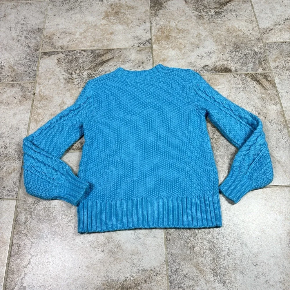 Talbots Sweater Women's‎ Small Blue Cable Knit Soft Light Wool Blend Grandma